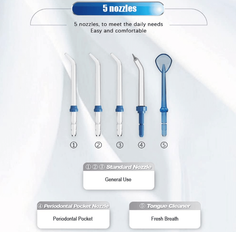 Jet dentaire Waterpulse ensembles de buses pour votre hygiène buccale